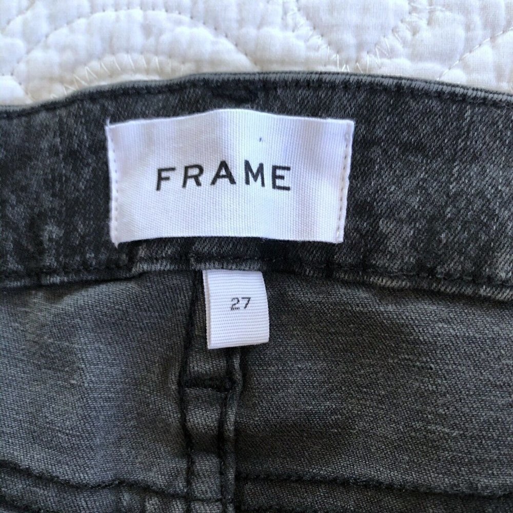Frame Le Crop Mini Boot Black Tonal Python Jeans - Picture 5 of 11